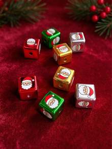 10pcs Santa Claus Square Beads, 4 Colors Electroplated Cube Loose Beads For DIY Jewelry Making Bracelets Necklaces Christmas Holiday Craft Materials - Santa Claus Block - View 7