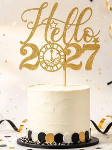 1个新年快乐蛋糕装饰插牌，适用于婴儿派对、生日派对、新年、复活节派对、节日主题派对及其他场合。 - 彩色 - 查看 8