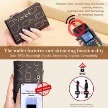 ONDY محفظة RFID نسائية قصيرة الطي مع إغلاق كبس - حامل بطاقات متعدد الفتحات مع 12 فتحة بطاقة، جيب عملات بسحاب، تصميم متعدد الوظائف فائق النحافة يناسب رخصة القيادة، جلد صناعي متين - متعدد الألوان - مشاهدة 3