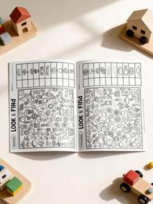 1Pc Look And Find Activity Book For Kids, Shape & Color Search Game Workbook, 32 Pages, Fun Preschool Learning Game, Birthday Holiday Gift For Boys And Girls - Multicolor - View 10