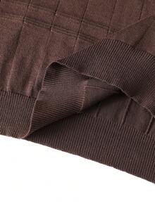 Men's Autumn/Winter Fashion Versatile Solid Color Casual Plaid Collar Long Sleeve Sweater Suitable For Daily Commute - Brown - View 10