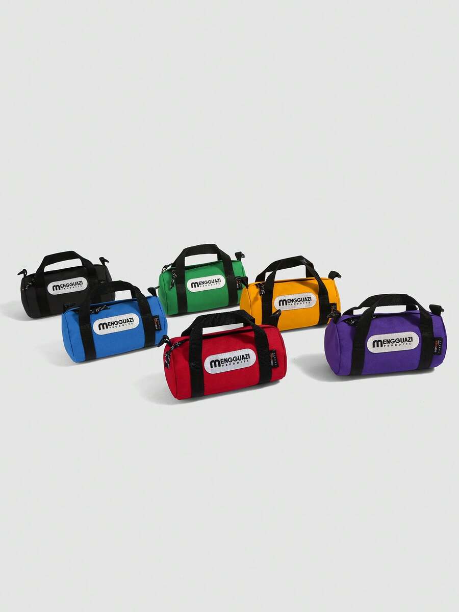 1 buah Tas Tangan Kasual Kanvas Colorblock untuk Anak Laki-laki dan Perempuan dengan Penutup Resleting, Tas Selempang, Cocok untuk Semua Musim dan Penggunaan Sehari-hari