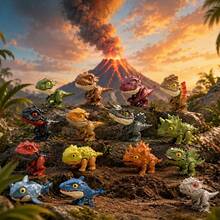 1/3/5/12pcs Dinosaur Finger Biting Doll Model, Random Dinosaur Animal Model With Biting Function, Mini Dinosaur Collection Display Doll, Interactive Novelty Doll, Desktop Decoration, Back To School, Birthday And Christmas Gift - Multicolor - View 3