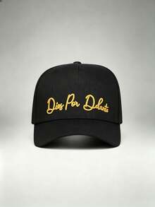 1pc Gothic Men Hats Letter Embroidered Side The Cross Printing Baseball Cap Adjustable Design Great For Travel, Parties, Running, And Sun Protection. - Multicolor - View 3