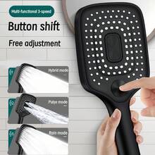 3 Spray Modes Pressurized Handheld Shower Head, Square Shower Head With On/Off Pause Button, Multi-Function Bathroom Shower Head - Spray Head - View 9