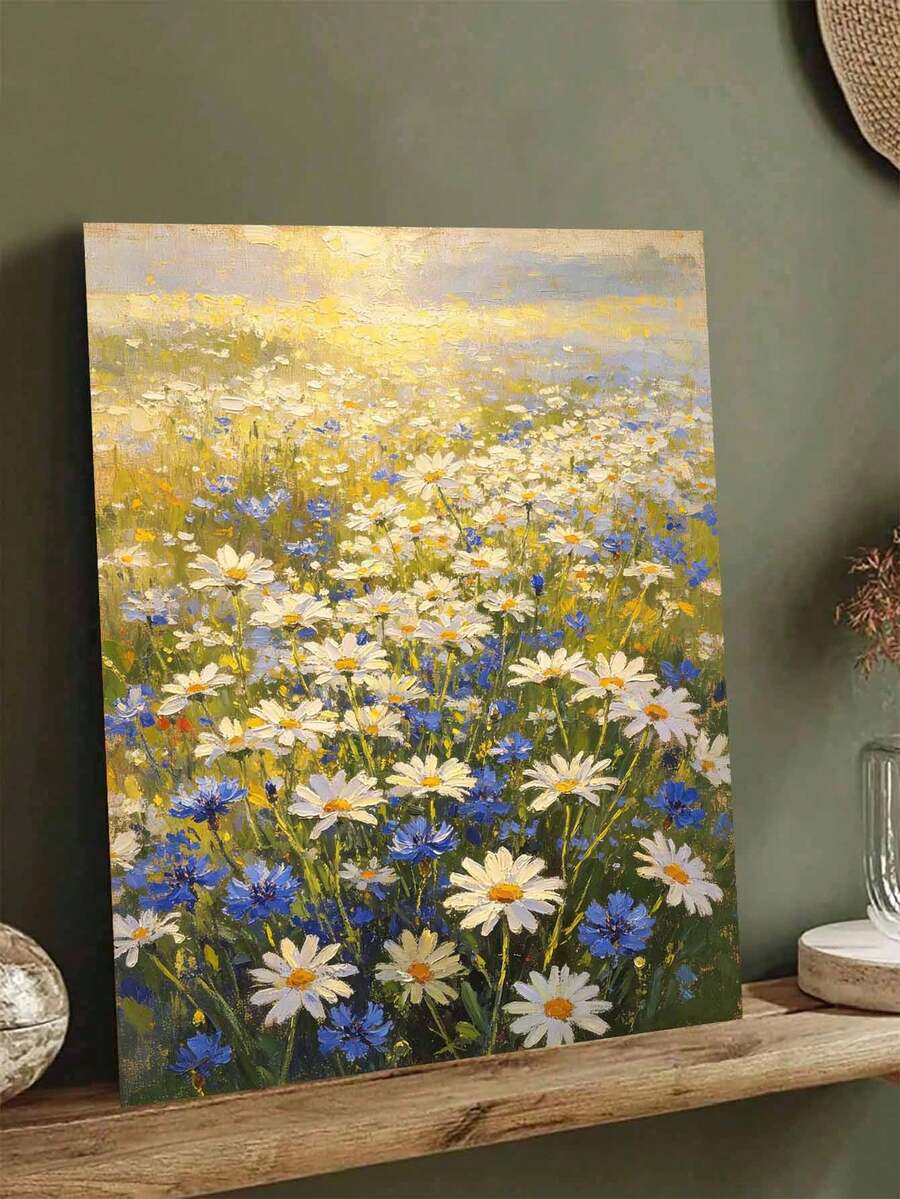 Paint By Numbers Daisy Theme Kit For Adults Frameless Acrylic Canvas Art, DIY Home Decor, Great Gift Idea For Birthdays, Holidays Gifts.