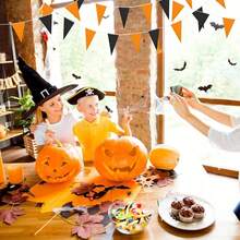 36pcs Black & Orange Triangle Fabric Bunting Flags, Suitable For Weddings, Theme Parties And Indoor/Outdoor Halloween Home Decor - Multicolor - View 7
