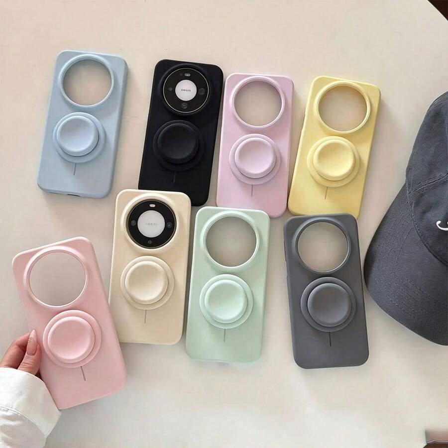 Skin-Friendly Liquid Silicone Magnetic Phone Stand, Macaron Matte Finish, Strong Magnetic Adsorption, Solid Color, Expandable Airbag, Dirt-Resistant - Multicolor - View 1
