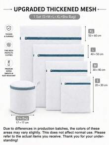 5pcs Grey Zipper Mesh Laundry Bags, Thickened Durable Multiple Sizes Laundry Protection Bags For Travel Storage, Essential Laundry Supplies, Clothing Protection For Delicate Clothing, High-Quality Fine Mesh, Minimalist Laundry Room Accessories - Grey - View 16