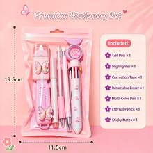 Pink-Purple Gradient Butterfly Decoration Stationery Six Pieces Set, Writing Correction And Marking One-Stop Student Back-To-School Stationery Gift - Multiple Styles - View 6