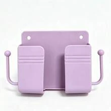 1pc Wall-Mounted Phone Holder, No-Drill Remote Control Storage Box, Multi-Function Socket Organizer Bag, Plastic Charging Phone Stand, Bedroom Remote Control Wall-Mounted Phone Holder, Remote Control Storage Box, Jewelry & Key Storage Rack (Multi-Color Optional) - No Punching Required (mobile Phone Holder) - View 15