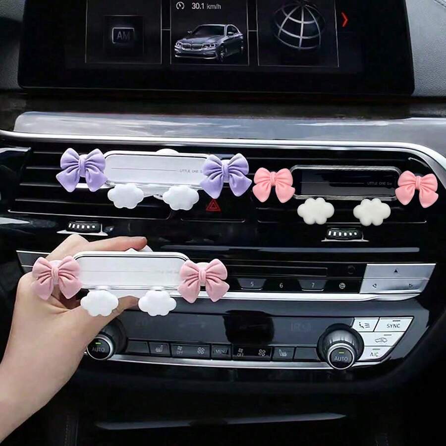 Gravity Car Air Vent Phone Holder, One-Hand Operation Design, Secure Fixation To Prevent Phone Dropping, Creative Ribbon Shape, Compatible With Most Car Models And All Smartphones, Exquisite Gift For Women - Multicolor - View 1