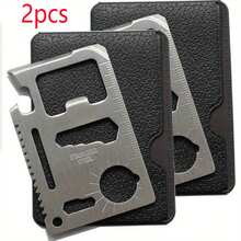 Kartu Multi-Tool Stainless Steel 11-in-1 - Perlengkapan Bertahan Hidup Portabel EDC dengan Pembuka Botol, Kunci Pas, Gergaji, Penggaris - Aksesori Multifungsi untuk Berkemah dan Berburu di Luar Ruangan - Kartu Alat - View 11