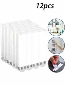 72pcs Heavy Duty Adhesive Strips | No-Drill Damage-Free Hanging Hooks, Double-Sided Tape Suitable For Smooth Surfaces, Removable Strong Fixing For Photos, Christmas Decorations And Wall Art, Polyamide Material - A - View 2