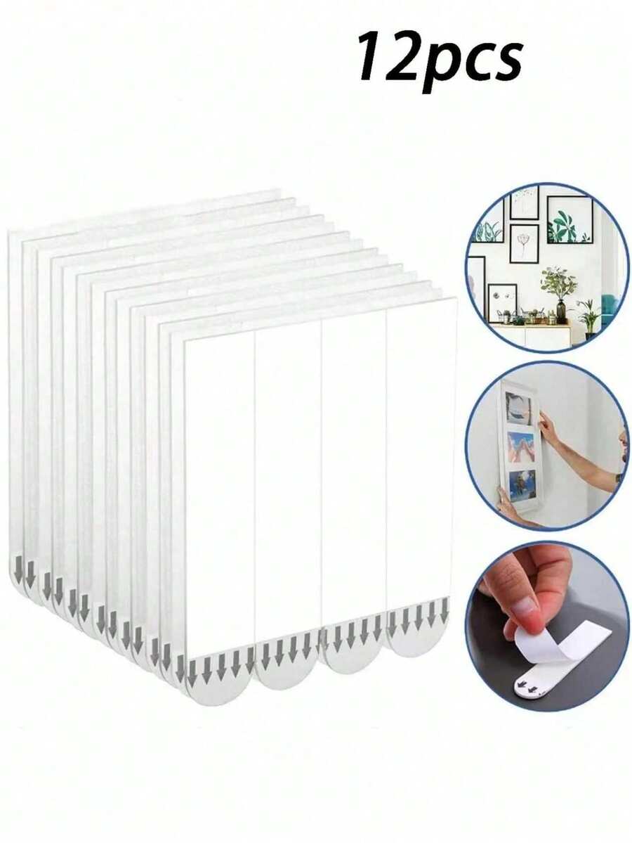 72pcs Heavy Duty Adhesive Strips | No-Drill Damage-Free Hanging Hooks, Double-Sided Tape Suitable For Smooth Surfaces, Removable Strong Fixing For Photos, Christmas Decorations And Wall Art, Polyamide Material