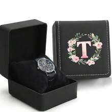 Pu Square Black Creative Watch Box With Gift Bag High Quality Wristwatch Case New Luxury Watch Box Moisture Proof Dustproof Display Organizer Case Holiday Gift Decoration Casket Initial Name 26 Letters Pattern - Black - View 16