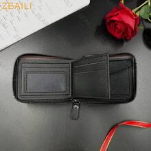 ZEAILI Men's Luxury PU Wallet & Key Holder Combo - Wolf Print Two-Fold Wallet With Zipper, Daily, Business, Gift - PU Money Holder - Multicolor - View 11