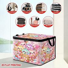 1PC Sweet Candy Steamer Bun Pattern Foldable Storage Box With Lid, 2D FLAT, Zippered Organizer For Clothes, Towels And Bedding, Perfect For Home And Closet Use, Suitable For Miscellaneous Storage, Can Be Placed Under Bed, Best Home Decor Storage Solution - 1 Piece - View 10