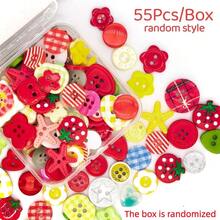 11/22/33/44/55/66/77/88Pcs Mixed Shape Resin Sewing Buttons In Box, Fruit And Heart Shaped Sewing Buttons, Star Butterfly Flower Mixed Shapes, Suitable For Sweater Cardigan Handmade Decoration - Multicolor - View 18