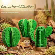 Plug-Free Natural Evaporation Felt Board Cactus Humidifier, Desert Style Realistic Green 3D Hollow Star-Shaped Perforated Physical Humidifier For Reptile Enclosure Decor, Daily Care For Tortoise, Lizard, Snake, Gecko And Other Reptiles - Multicolor - View 5