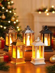 1PC Mini Retro Decoration Lantern Light For Home Decoration, With Battery, Indoor Room Desktop Decoration Night Light, Mini Wind Light, Suitable For Holiday, Party, Wedding Decoration, Bedroom Decoration LED Candle Light,Chrismas Decor Light - House-shaped Lantern - View 4