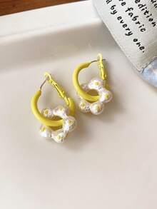 1 Pair Sweet Enamel Polka Dot Flower Stud Earrings, Fashionable Contrast Color Earrings, Cute Earrings For Women - Multicolor - View 14