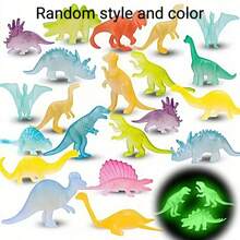 12 Model Dinosaurus Bercahaya, Mainan Dinosaurus Fluorescent yang Bersinar dalam Gelap, Patung Dinosaurus Mini Kecil - MultiWarna - View 8