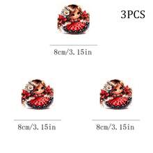 1/2/3pcs Polka Dot Red Dress Daisy Girl Heat Transfer Vinyl Iron-On Sticker, Durable Washable Iron-On Patch DIY Sticker For T-Shirt, Canvas Bag, Pillow, Jeans, Hoodie - Multicolor - View 4