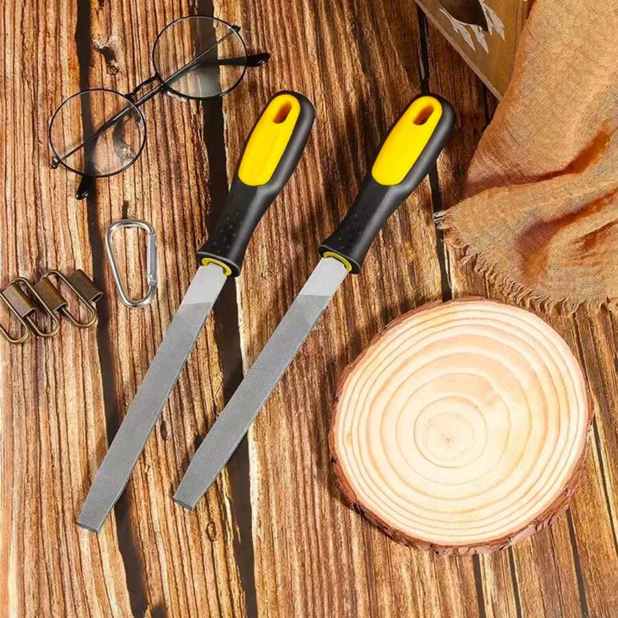 1pc 2pcs Hand File, Flat File, Half Round File, Triangle File, Carbon Steel Material, Equipped With Comfortable Non-Slip Handle, Suitable For DIY, Metal Processing And Woodworking Repair Hand Grinding Tools - File - View 1