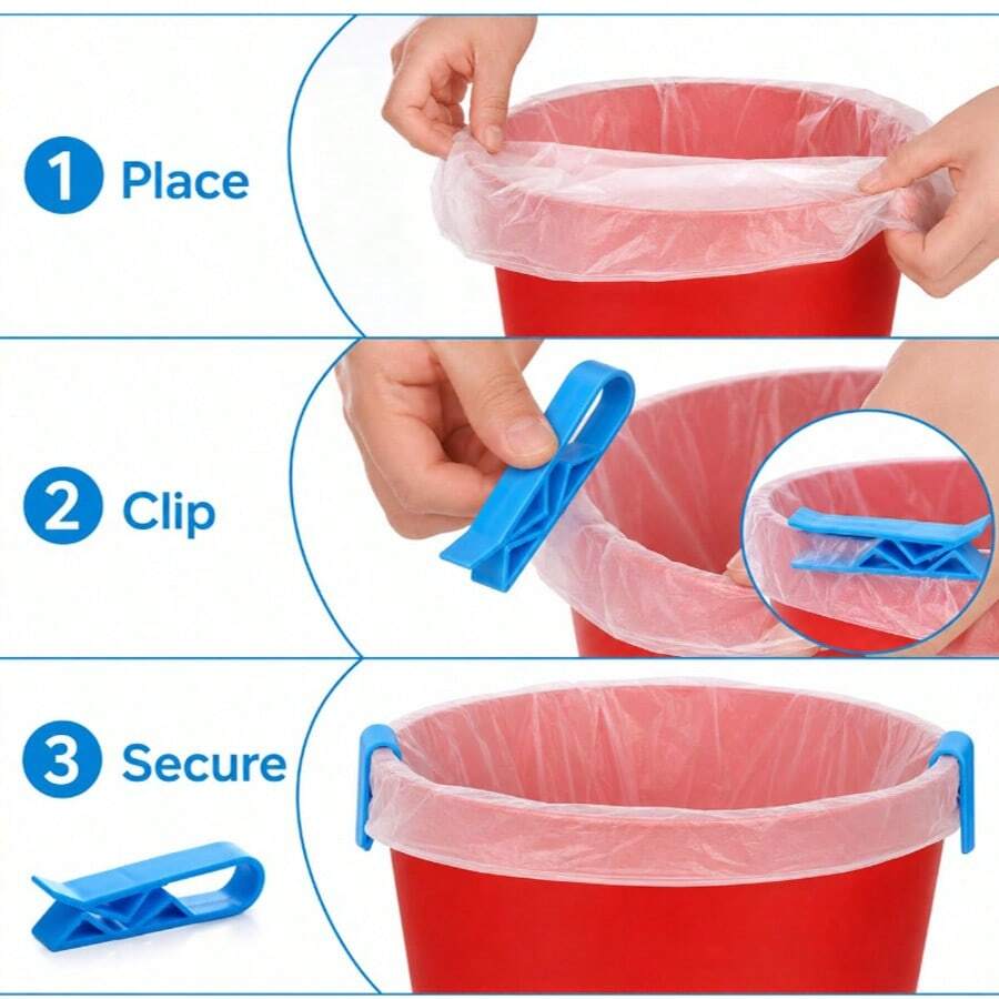 Plastic Kitchen Garbage Bin Clips, 10Pcs Anti-Slip Bag Holders For Trash Can Lids, Plastic Clips Compatible With Trash Bags - Multicolor - View 1