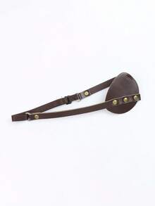 PU Leather Pirate Eye Patch, Antique Rivet Decor Single Eye Cover, Adjustable Strap, Medieval Cosplay Costume Accessory For Halloween - A - View 8