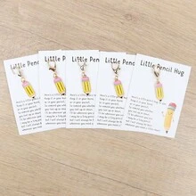 5pcs/10pcs Pencil Keychain With Pencil Hug Card, Encouragement Gift, Perfect As Motivational Gift For Students, Colleagues, Pen Pals, Learning Progress Reward, Backpack Decoration, Thanksgiving, Christmas, Valentine's Day Gift - Multicolor - View 8
