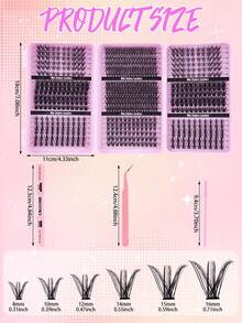 696 Pcs Bulu Mata Individual DIY Tersegmentasi, Campuran 8-16mm, Berbagai Gaya, Gugusan Lembut dan Mengembang, Tampilan Alami dan Bervolume untuk Riasan Latin & Sheer, Kit yang Dapat Digunakan Kembali dengan Lem, Kuas & Pinset untuk Sehari-hari, Kencan, dan Liburan. - MultiWarna - View 5