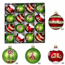 The Grinch 16Pcs Christmas Ball Ornaments Set, Red & Green Glitter Printed Baubles, Xmas Tree Hanging Decor Balls For Holiday Home Party Decoration - Multiple Styles - View 10
