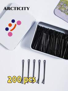Arcticity 100PCS 5.5CM Black Flat Smiling Face Boxed Integrated Hairpin, Simple And Durable, Boxed Design, Convenient Storage, Is A Must For Women's Daily Commuting To Sort Out Bangs And Messy Hair, Creating A Magic Weapon For Neat Modeling. - White - View 10