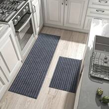 1pc Long Runner Rug Kitchen Mat Entryway Door Mat Foot Mat Long Kitchen Mat Non-Slip Carpet Bathroom Door Mat Home Door Mat Entrance Mat Dirt-Resistant Door Mat Hallway Carpet Suitable For Kitchen, Living Room, Hallway, Bathroom Entrance - Gray Stripes - View 3