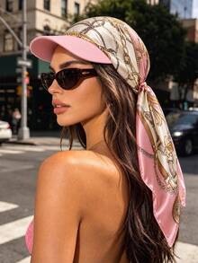Women's Satin Paisley Print Pre-Tied Headscarf With Sun Visor, Fashionable Sun Hat Headscarf, Long Ribbon, Soft Silky Hair Accessory, Suitable For Daily Wear - Color - View 13