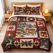 1 Buah Selimut Lempar Motif Patchwork Kotak-kotak Natal, Daun Holly, Permen Tongkat, dan Kepingan Salju, Selimut Flanel Liburan untuk Sofa, Dekorasi Rumah - MultiWarna - View 9