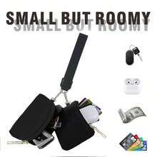 Women's 2-In-1 Wristlet Wallet, Small Coin Purse & Key Holder With Detachable Wrist Strap, Dual Zipper Card Holder, Cash, Keys & Earphone Storage Bag, Portable Mini Wallet For Travel And Daily Use - Storage Hanging Bag - View 4