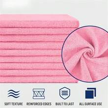 1/6/10/20pcs Pink Microfiber Cleaning Cloths, High Absorbency Reusable, Suitable For Kitchen, Home, Windows, Glass And Car Cleaning, Christmas Gift - Rag - View 5