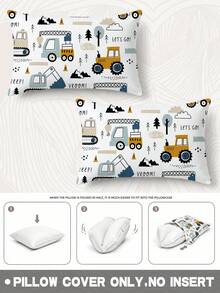 2pcs,Minimalist Construction Vehicle Pillowcase,Home Decor,Gift,Polyester Material,Hidden Zipper,No Filling,Suitable For Home Decor,Living Room Decor,Pillowcase,Cushion Cover,Sofa Decorative Pillow,Pillowcase,Lumbar Pillowcase - Multicolor - View 10