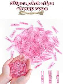 200/100/10/1pc Gender Reveal Party Decorations, Blue & Pink Clothes Pegs With Jute Rope, Boy & Girl Baby Shower Games, 1.4 Inch Mini Photo Clothes Pegs, DIY Crafts, Baby Shower Game Props, Party Decor Favorites - Multicolor - View 11