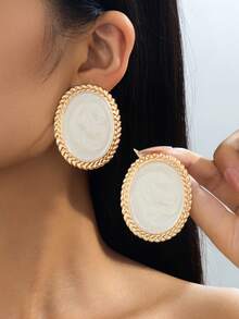 1 Pair Fashion Personalized Round Oil Drop Women's Stud Earrings For Daily Wear - Round Drop Earrings - View 7