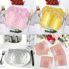 20/40/60/100 Pcs Silver Glitter Drip Diamond Paper Cocktail Napkins, 2-Ply Metallic Silver Sequin Dripping Glitter Rhinestone Printed Disposable Napkins, Glossy Diamond Pattern Cocktail Napkins, For Wedding Anniversary Birthday Party Tableware - Multicolor - View 3