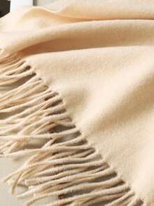 1pc 35*180cm Premium Fashion Elegant Solid Color Tassel Wool Scarf For Women, Autumn/Winter Casual Windproof Shawl, Suitable For Daily Wear - Beige - View 5