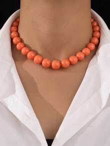 1pc Fashionable Minimalist Beaded Necklace For Women For Daily Decoration - Yellow Gold - View 12