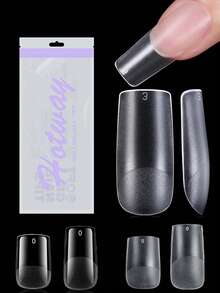 HOTWAY 150 Pieces, Short To Square Fake Nail Patches, 15 Grit Matte Acrylic Nail Tips, DIY Wearable Nail Art Artificial Nails - Transparent Matte - View 1
