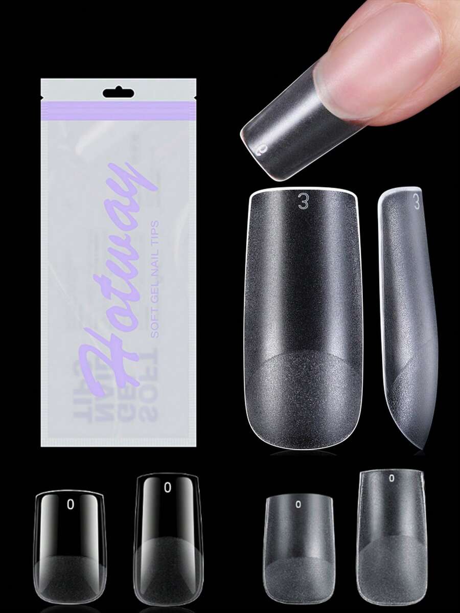 HOTWAY 150 Pieces, Short To Square Fake Nail Patches, 15 Grit Matte Acrylic Nail Tips, DIY Wearable Nail Art Artificial Nails - Transparent Matte - View 1