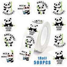 500pcs(1 Roll) Panda Stickers Green Encouragement Stickers Decorative Reward Stickers Panda Bamboo Stickers Suitable For Handmade Self-Adhesive Labels Incentive Encouragement Stickers Gift Decoration Stationery Stickers Back To School Gift Stickers - Multicolor - View 7