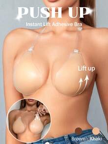 1 Pc Water Drop Shaped Lift & Push-Up Silicone Bra With Detachable Transparent Straps, Seamless Invisible Bra For Backless Dresses And Camisoles - Multicolor - View 2